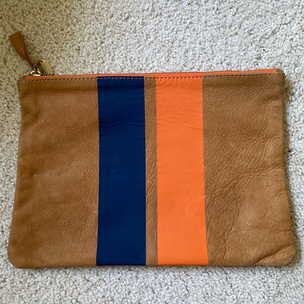 Original Clare Vivier Striped Leather Clutch